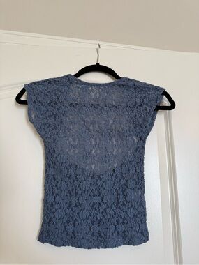 stradivarius Blue Lace Short Sleeve Camisole